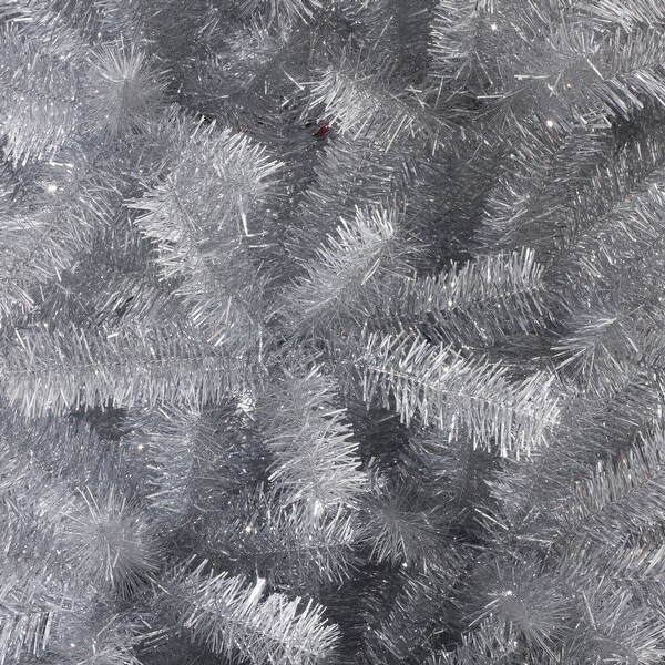 Glitzhome 7.5FT/9FT Black/Silver Unlit Tinsel Artificial Christmas Trees