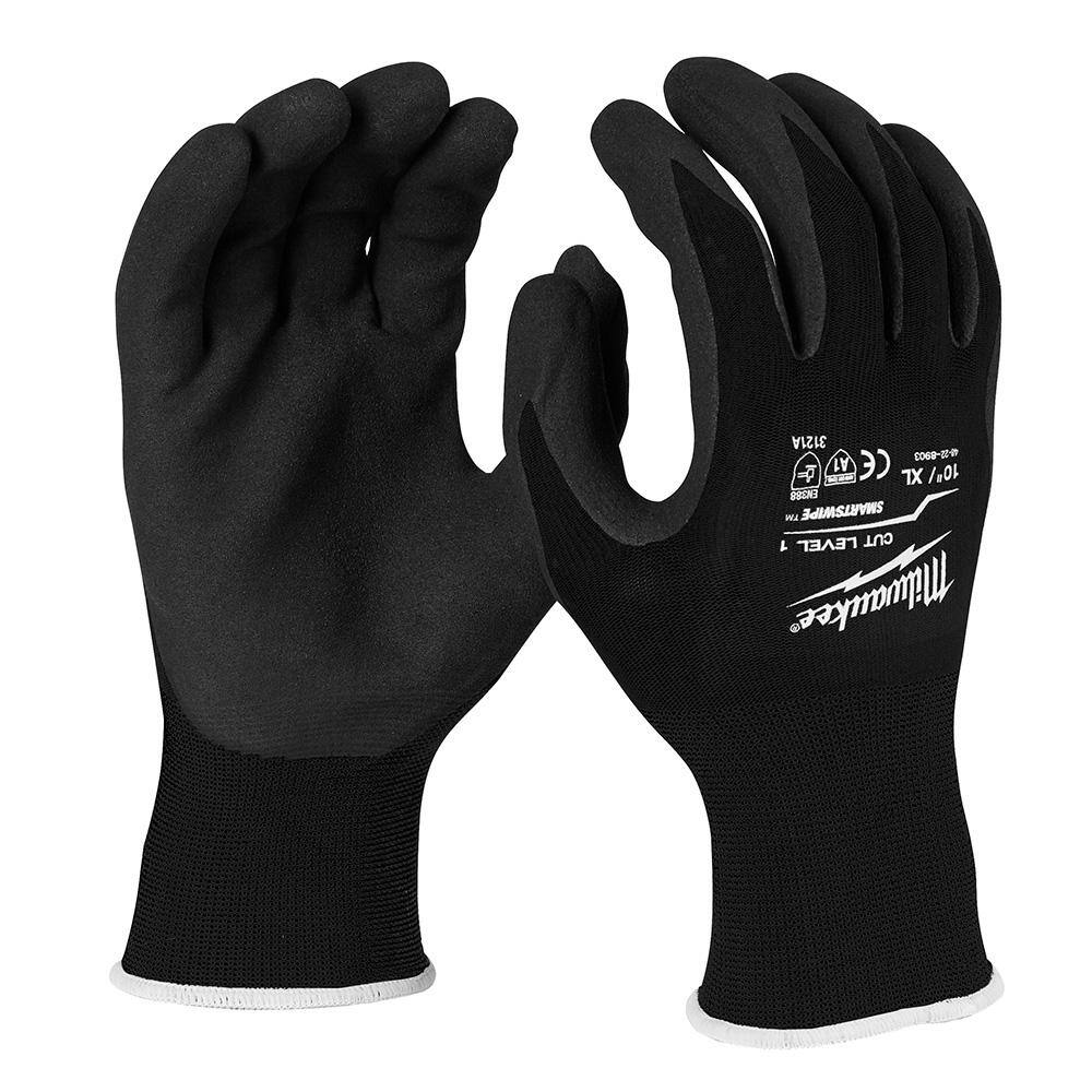 MW Large Black Nitrile Level 1 Cut Resistant Dipped Work Gloves 48-73-8902