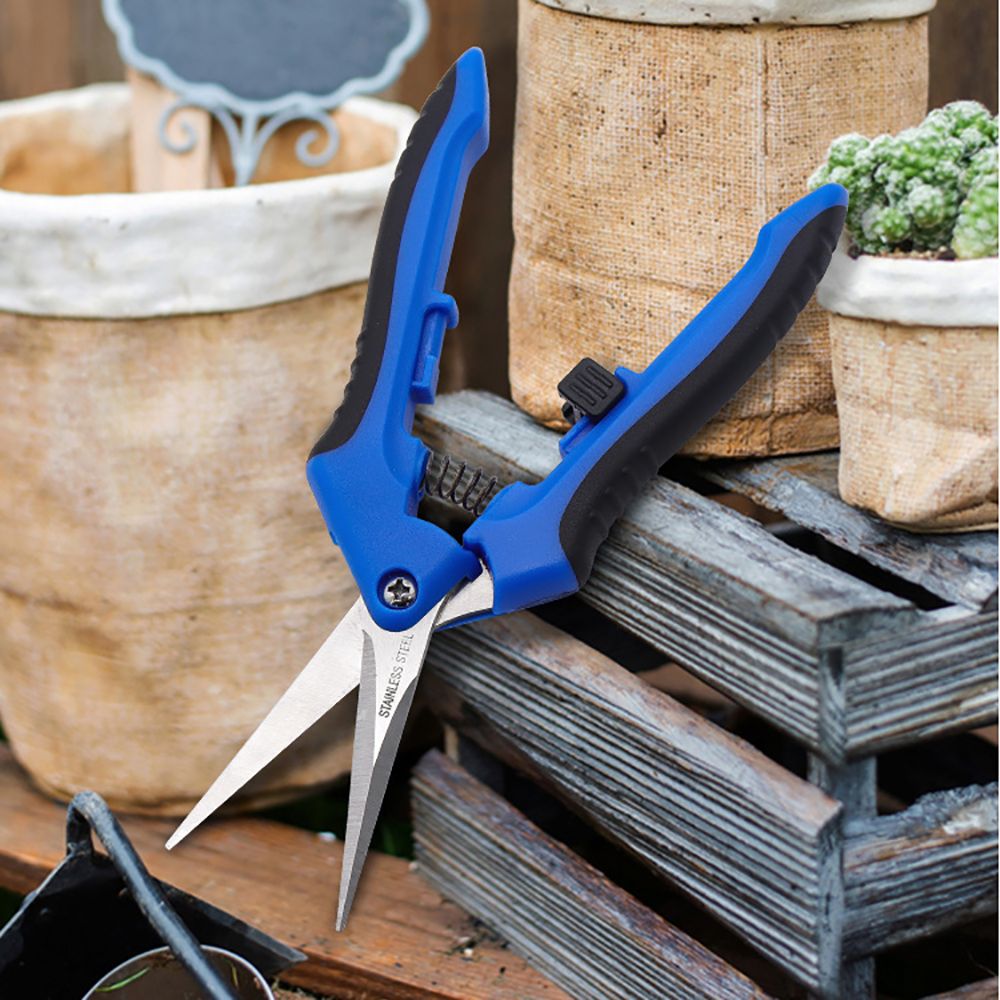 with Safe Lock 1 pcs Comfortable Grip PP Handle Straight Head Sharp Pruning Tools Pruning Shears Garden Supplies Branch Shears BLUE