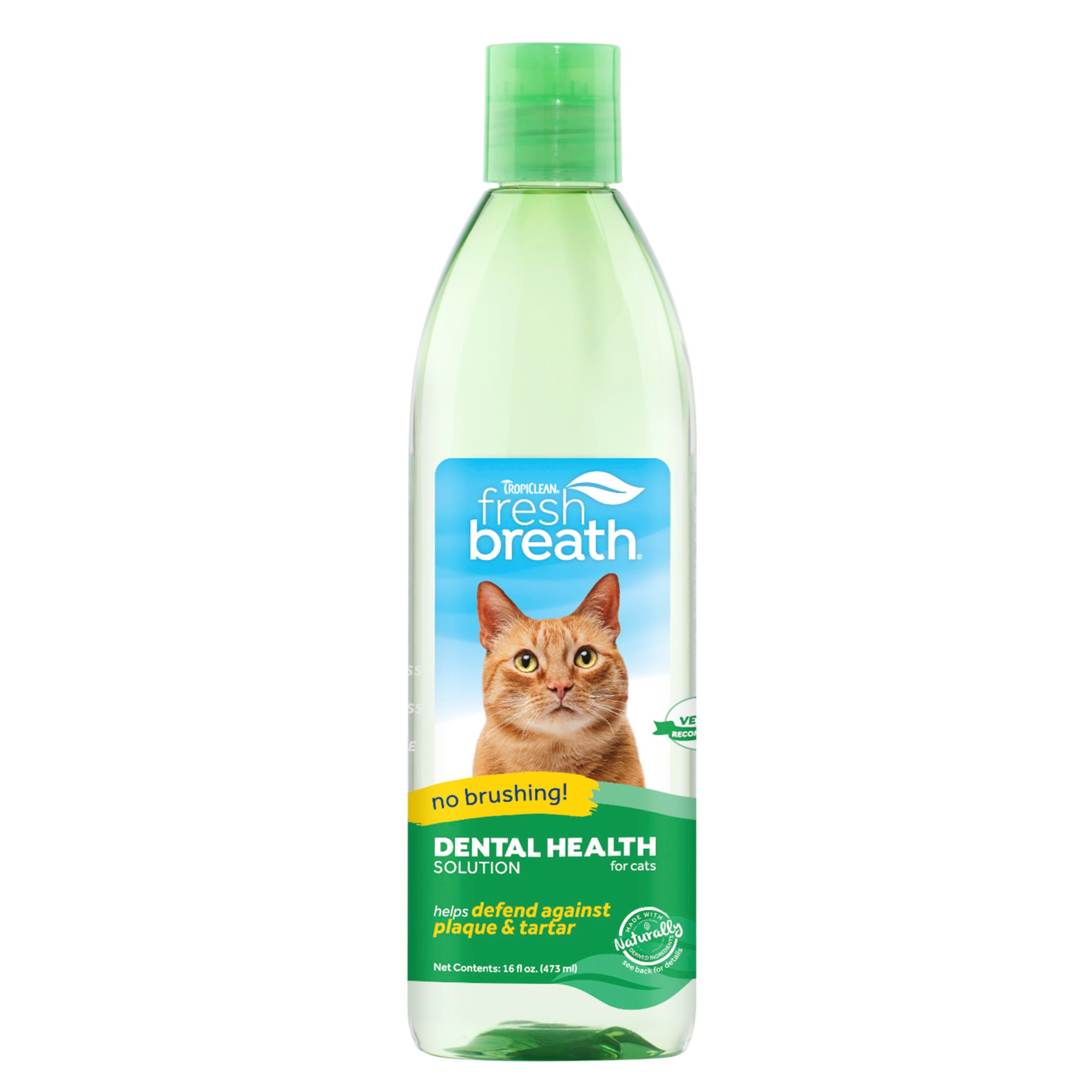 TropiClean Fresh Breath Dental Health Solution for Cats， 16 fl. oz.