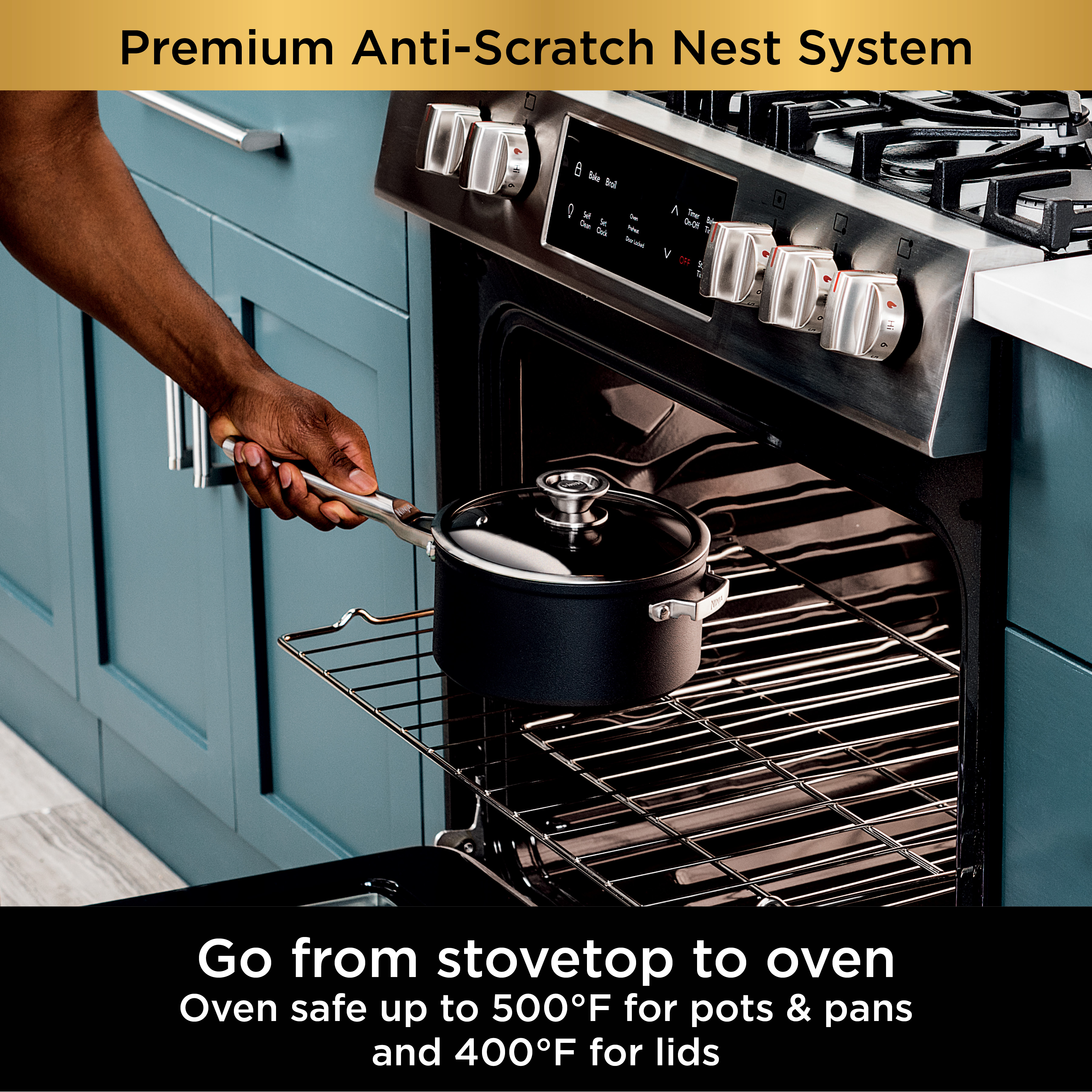 Ninja Foodi NeverStick Premium Anti-Scratch Nest System， 6-Piece Cookware Set