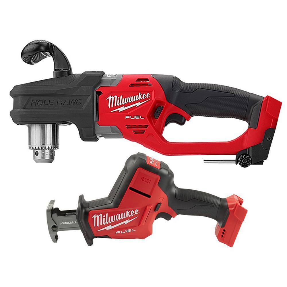 MW M18 FUEL GEN II 18-Volt Lithium-Ion Brushless Cordless 12 in. Hole Hawg Right Angle Drill with M18 FUEL Hackzall 2807-20-2719-20