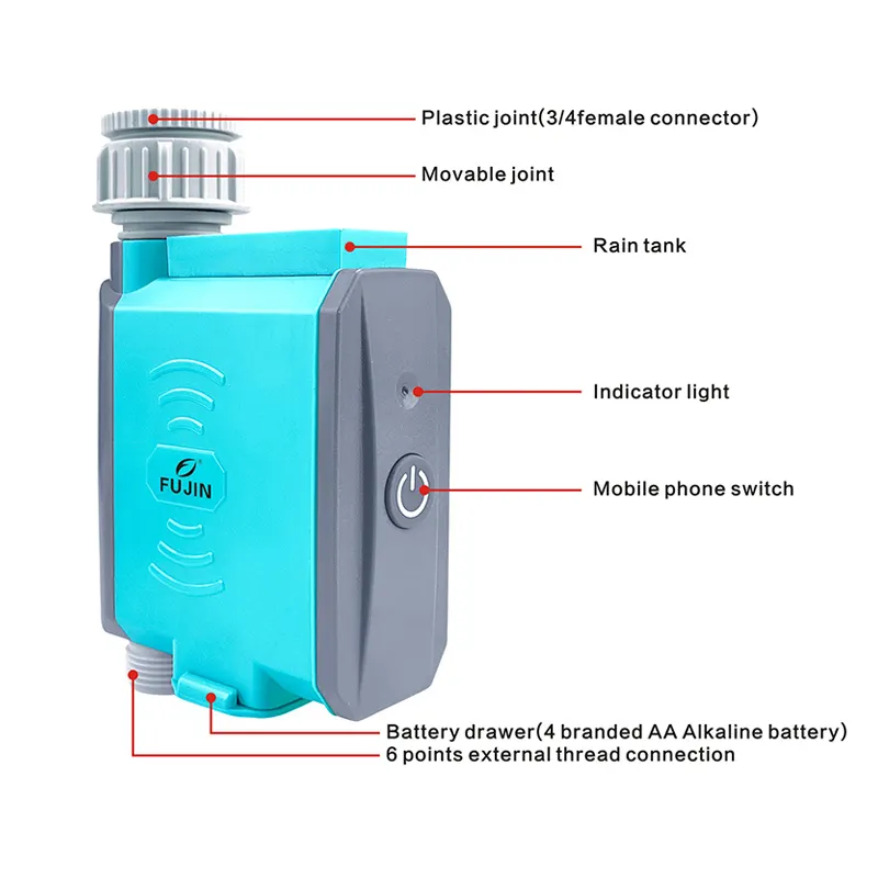 FUJIN Smart Bluetooth Rain Remote Controller with Rain Delay Filter Washer  Irrigation Timer with Automatic FJKB005C R3