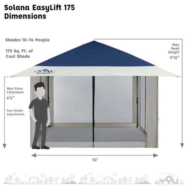 YOLI 13'x13' Solana EasyLift Instant Canopy with Screen Enclosure