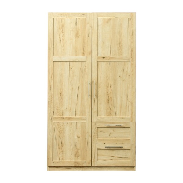 High Wardrobe Cabinet with 2 Doors，2 Drawers and 5 Storage Spaces - - 37427630