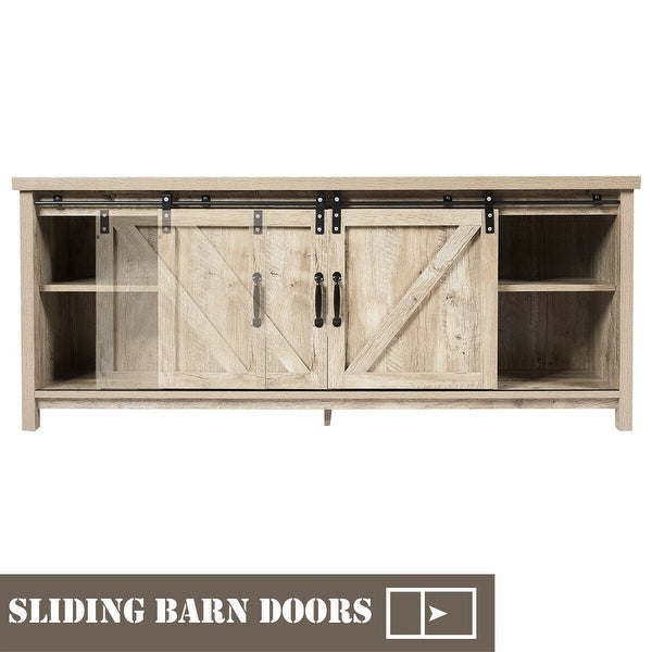 TV Stand with Cabinet Sliding Barn Door - 58