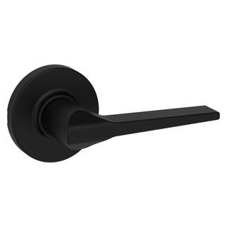 Kwikset Hollis Round Rose Matte Black Passage HallCloset Door Lever 200HSL RDT 514