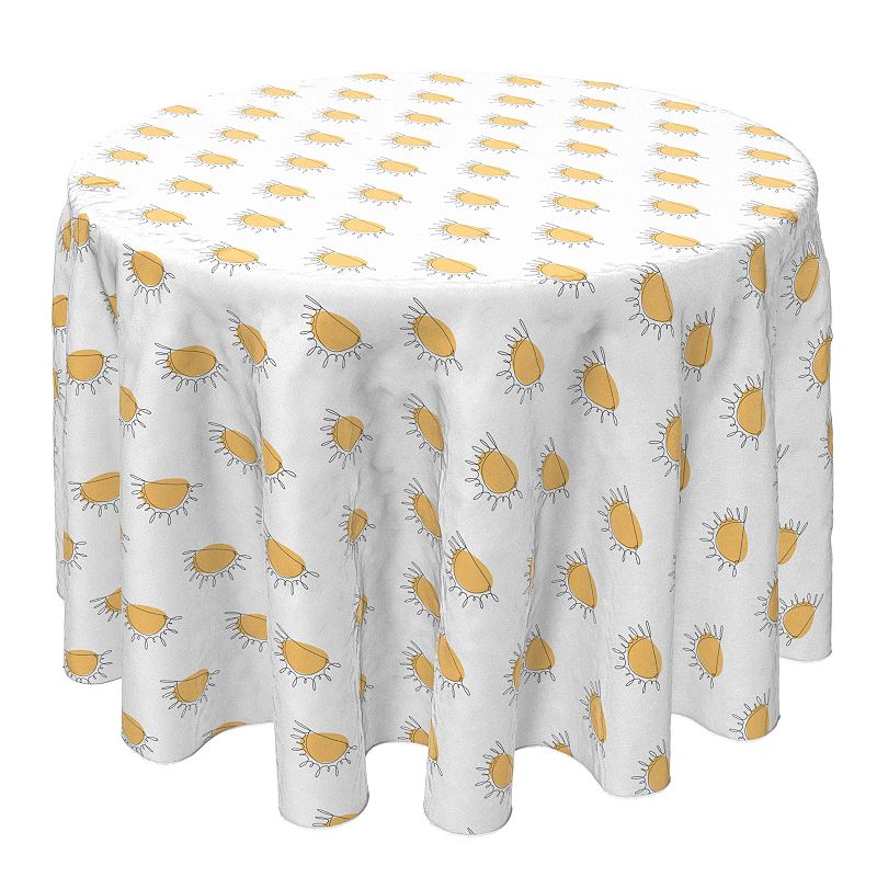 Round Tablecloth， 100% Cotton， 60 Round， Watercolor Sun