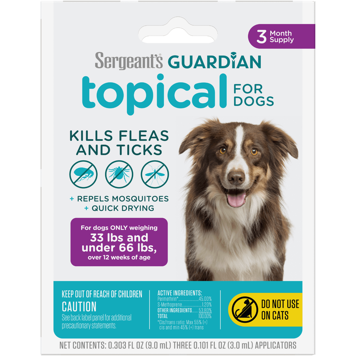 Sergeant’s GUARDIAN® Flea and Tick Topical for Dogs 33-66lbs