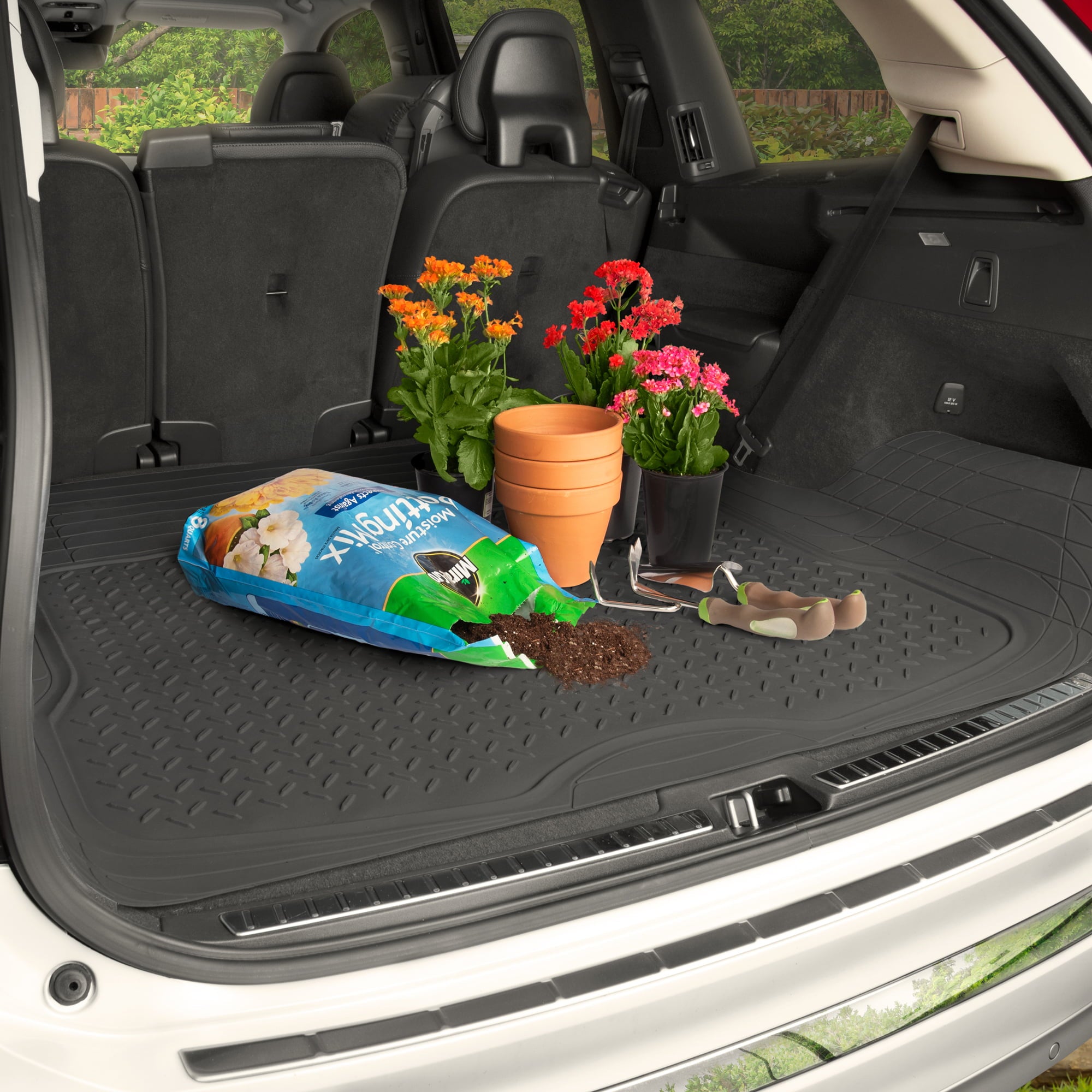 BDK Heavy Duty Cargo Trunk Car Floor Mat - All Weather Rubber Liner for Car， SUV， Van