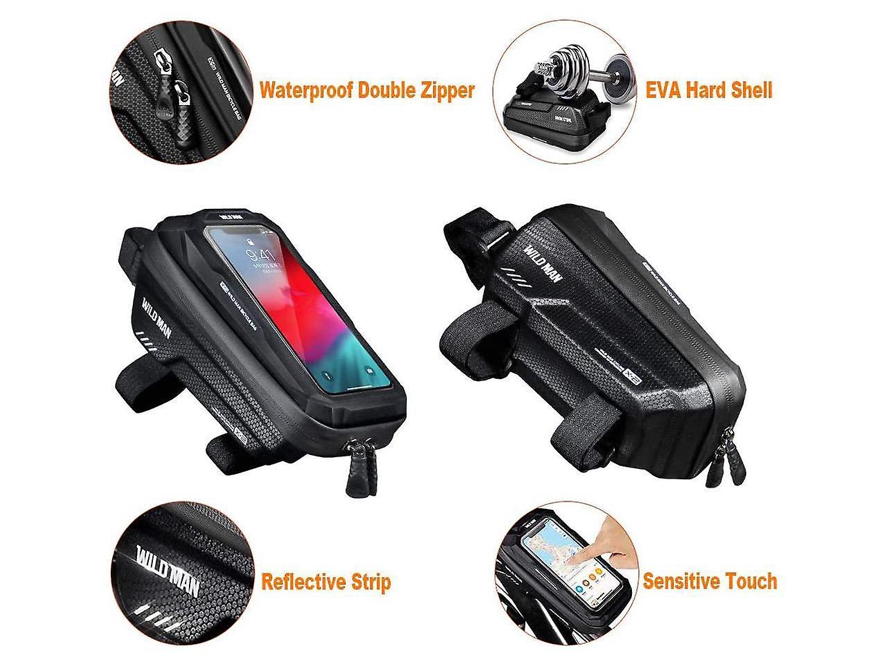 Bike Phone Bag Frame Bag， Waterproof Bike Phone Holder Mtb Frame Bag Handlebar Pouch Touch Screen Cycling Phone Mount For Smartphone Under 6.5 Inch