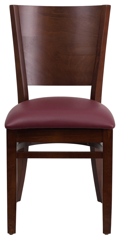 Lacey Series Solid Back Walnut Wood Restaurant Chair Burgundy Vinyl Seat   Transitional   Dining Chairs   by First of a Kind USA Inc  Houzz
