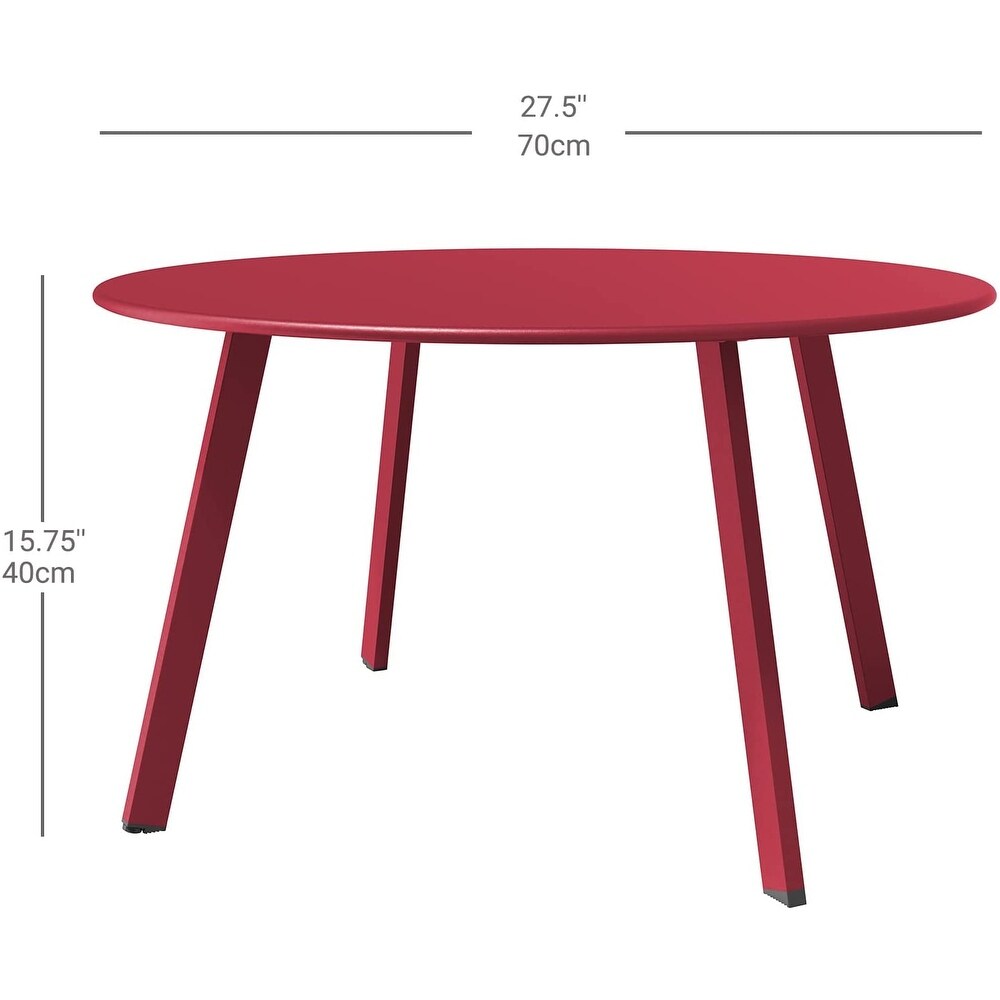 27.6 inch Red Round Coffee Table Patio Side Table