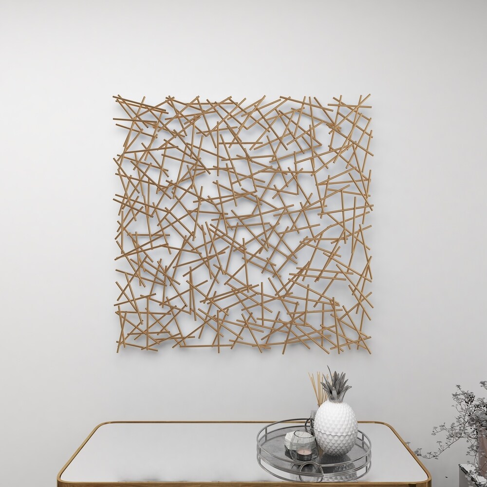 Gold Metal Overlapping Lines Geometric Wall Decor   40 x 2 x 40