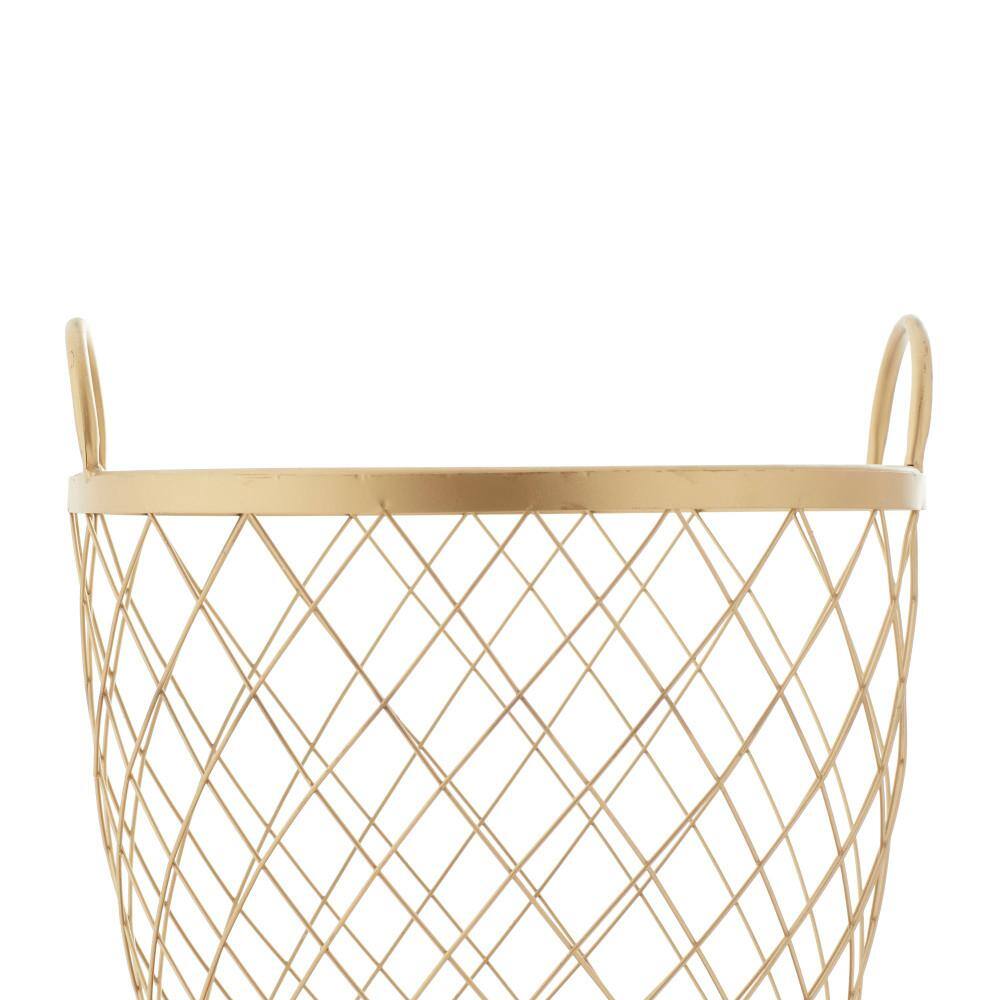 Litton Lane Gold Deep Set Wire Basket Storage Cart with Wheels and Handle (Set of 2) 45911