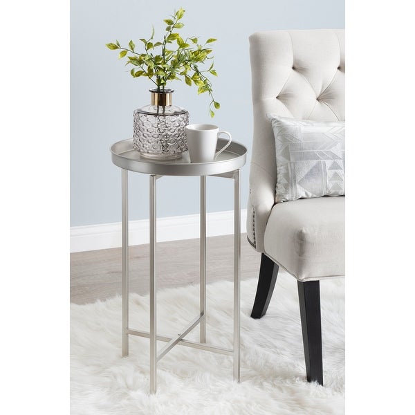 Kate and Laurel Celia Round Foldable Metal Accent Table - 14x14x26