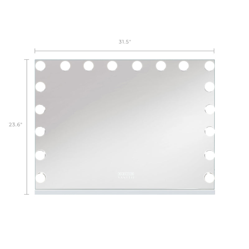 Mary Hollywood Vanity Mirror Pro with Bluetooth XXXL - 18 Dimmable LED Bulbs   VNT-8058-JMBT-WHT