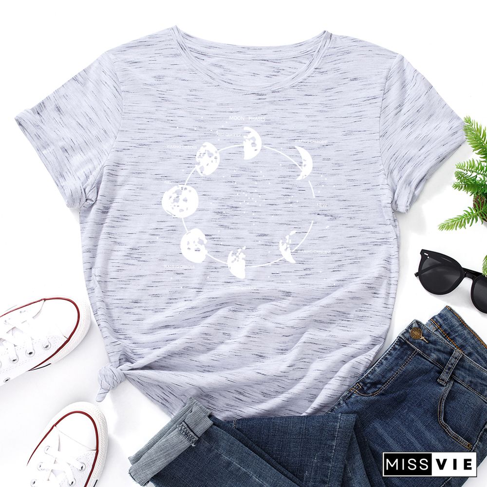 Celestial Moon Phase Cosmos Space T-Shirt Funny ShirtsFor Women Female Graphic Tee Short Sleeve Summer Shirts Tops Shirt Gift