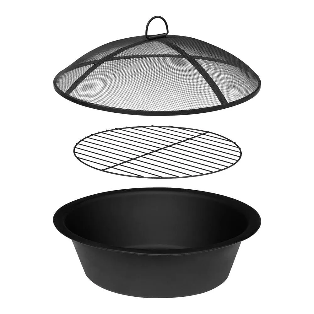 Hampton Bay 22 in. Outdoor Round Steel Fire Pit Insert Replacement Set (3-Pieces) 3022FP-3PC