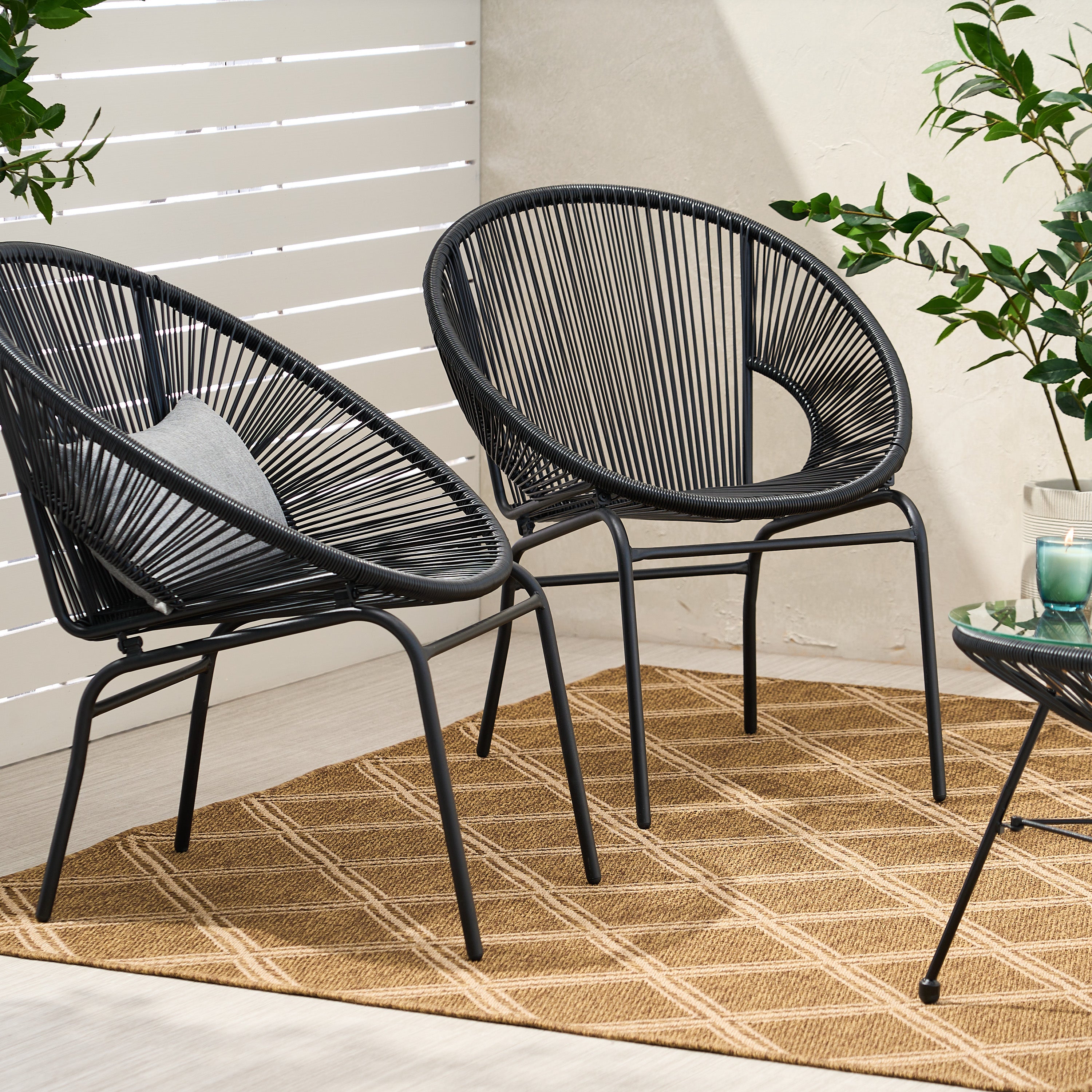 Chrissy Outdoor Modern Faux Rattan Club Chair (Set of 2)