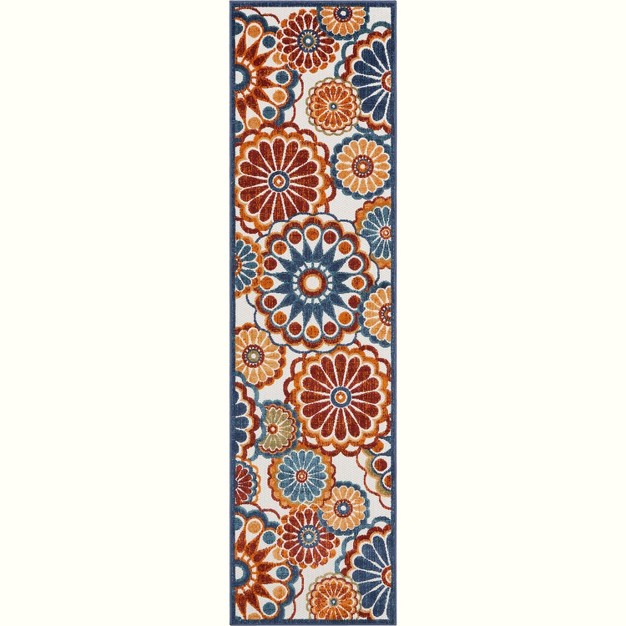 Well Woven Seri Floral Indoor Outdoorhigh low Pile Blue Area Rug