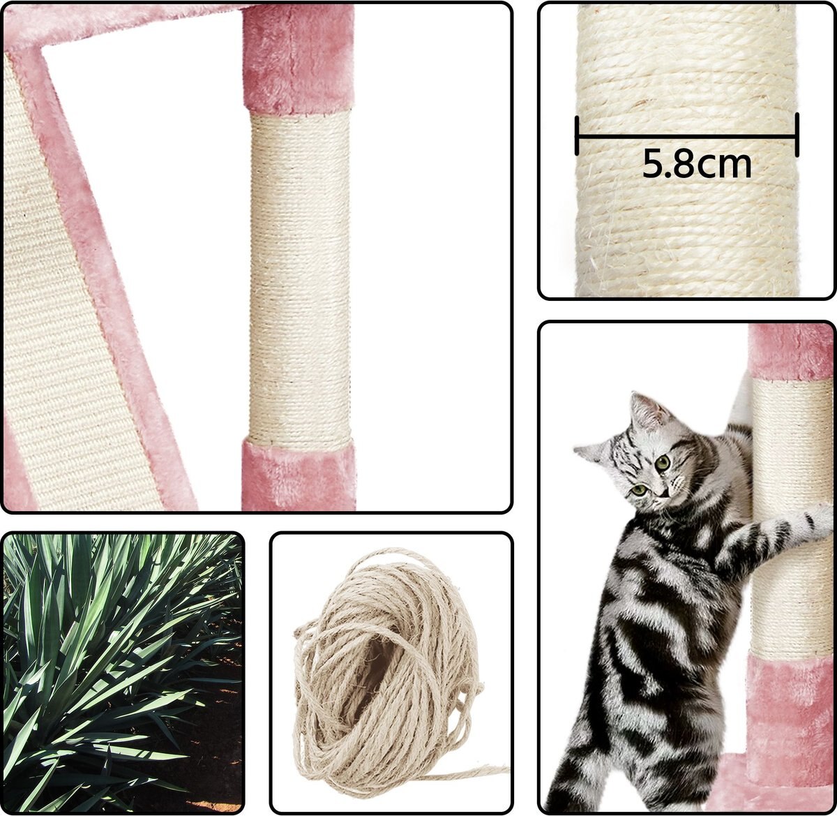 Yaheetech 79-in Plush Cat Tree and Condo， Pink， Large