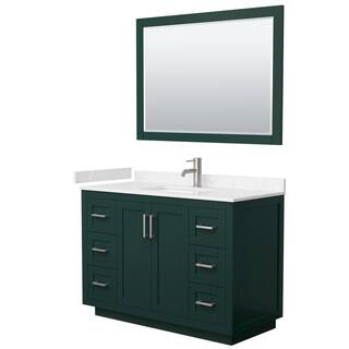 Wyndham Collection Miranda 48 in. W x 22 in. D x 33.75 in. H Single Sink Bath Vanity in Green with Carrara Cultured Marble Top and Mirror WCF292948SGEC2UNSM46