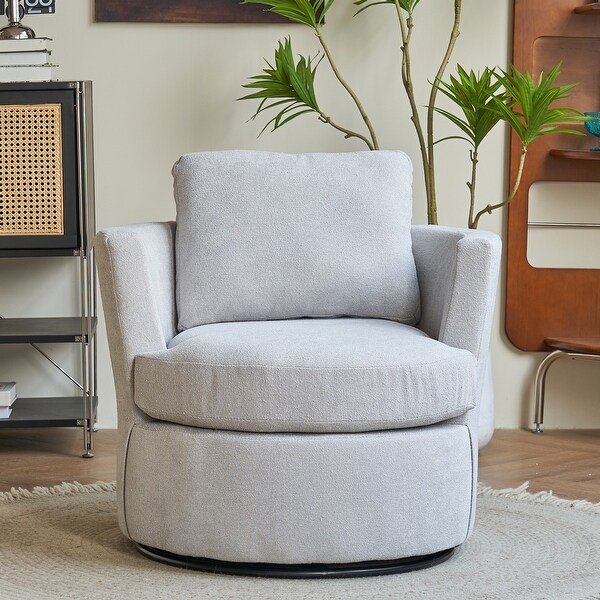 Swivel Barrel Chair，Comfy Round Accent Sofa Chair for Living Room，360 Degree Swivel Barrel Club Chair