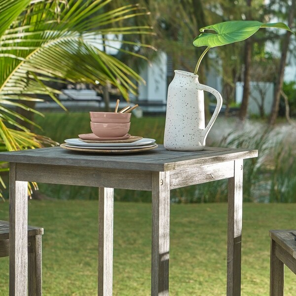 Gray Wash Square Farmhouse Wood Outdoor Coffee Table