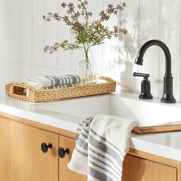 Natural Woven Bathroom Tray With Magnolia