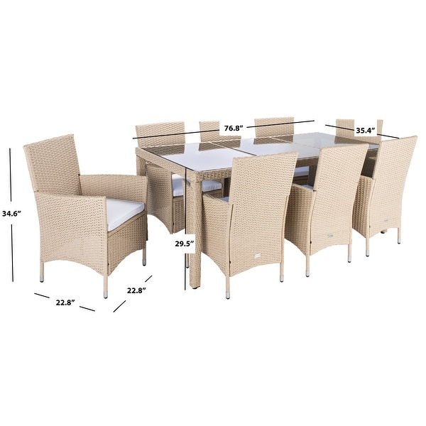 SAFAVIEH Outdoor Hailee 9Piece Wicker Dining Set