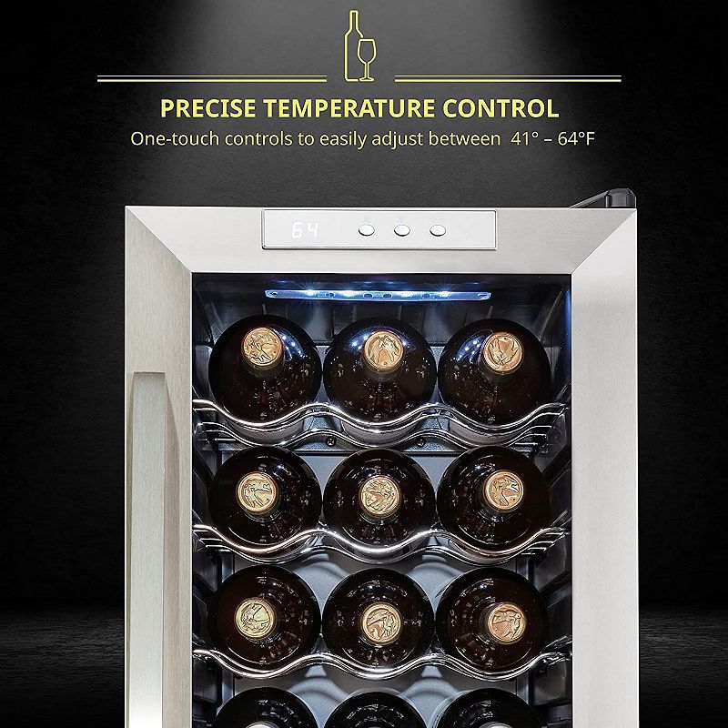 Schmécké Wine Fridge， 18 Bottle Wine Cooler， Freestanding Wine Refrigerator