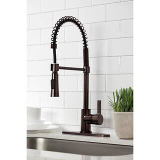 Kingston Brass Continental Single-Handle Deck Mount Pre-Rinse Pull Down Sprayer Kitchen Faucet in Oil Rubbed Bronze HLS8675CTL