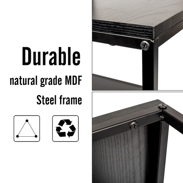 3-Tier Black L-shaped End Table Side Table with Storage - 13*24*24