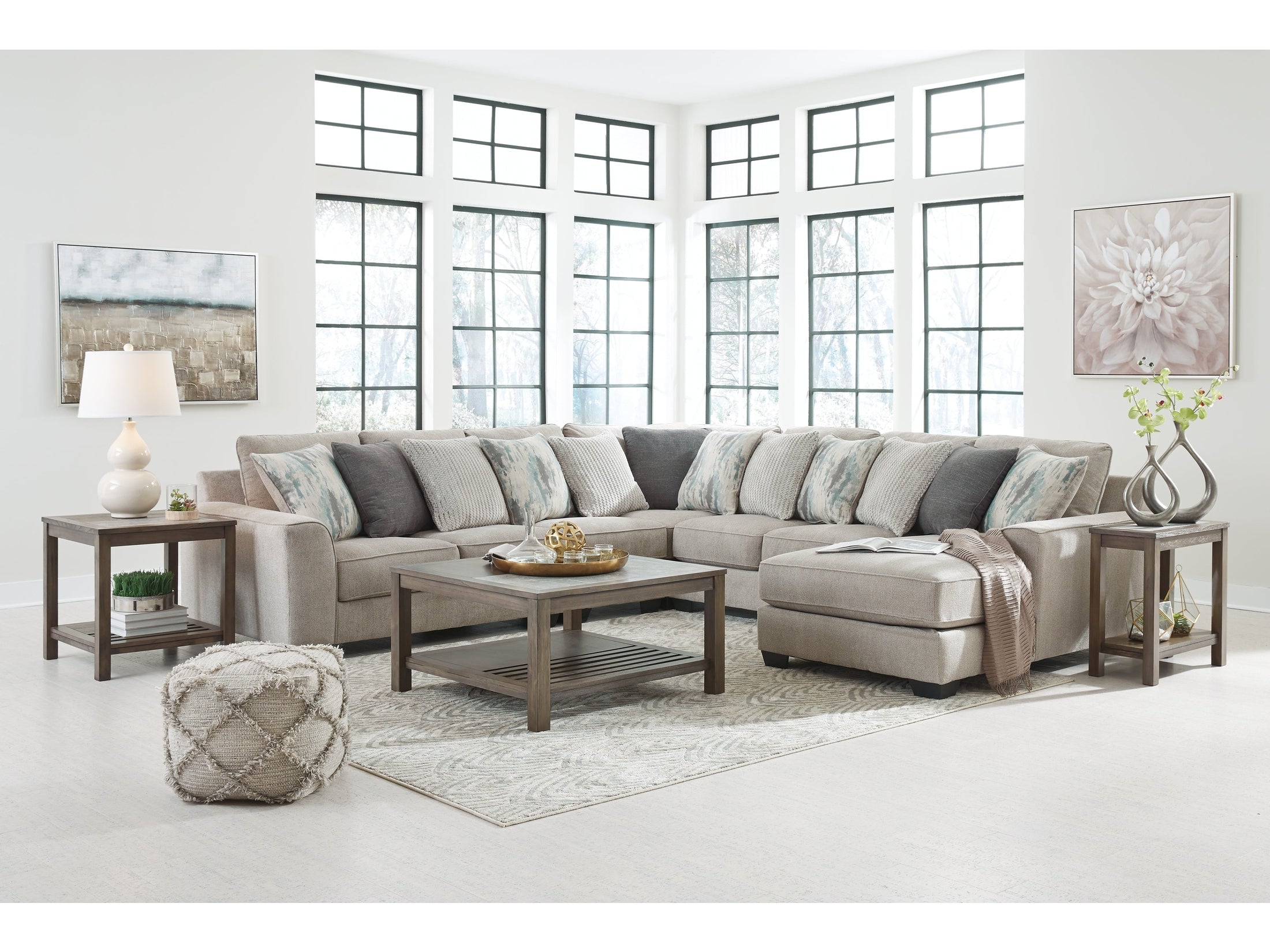 (Online Special Price) Ardsley Pewter 5pc Sectional with Chaise