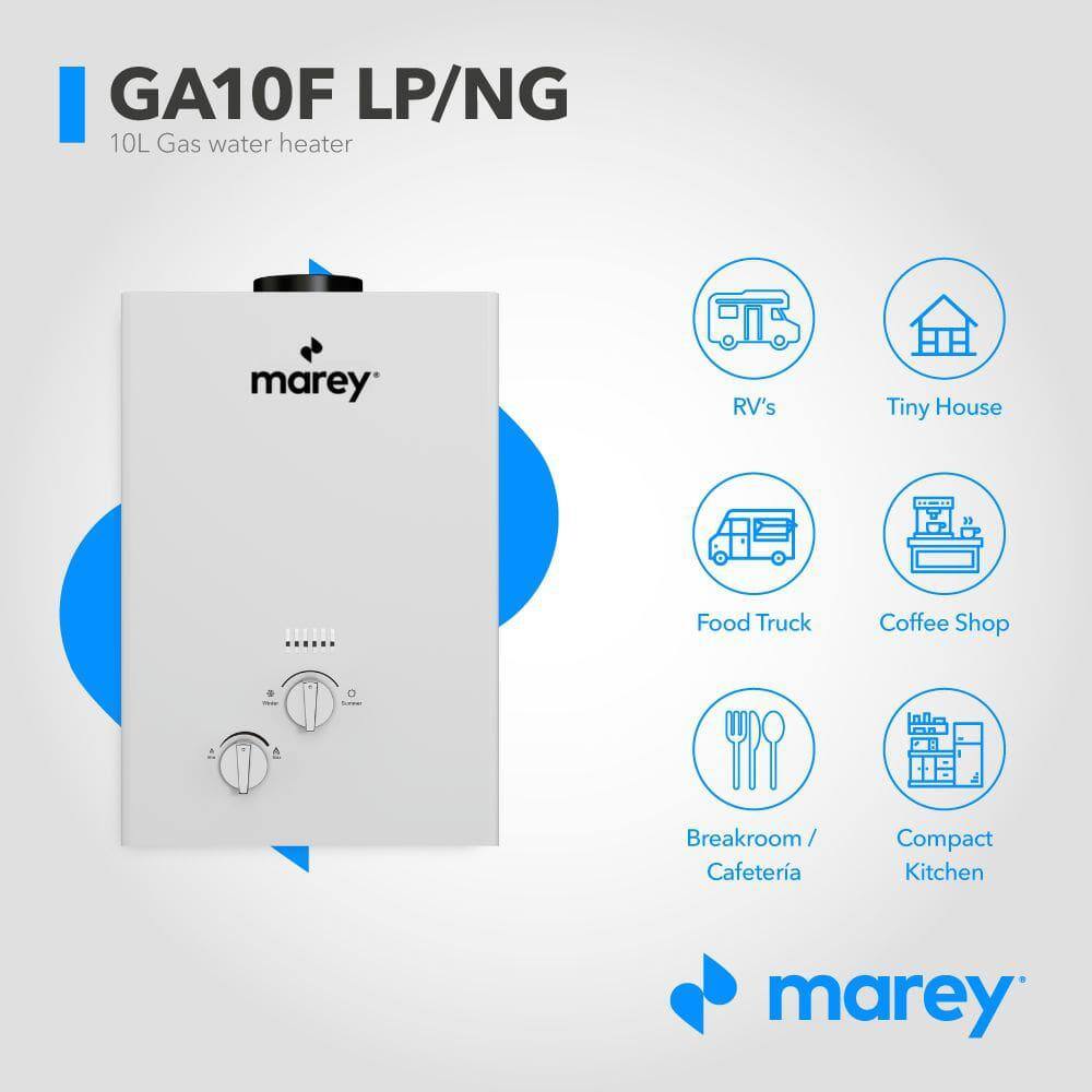 MAREY 2.64 GPM 68240 BTU's LP Gas Flow Activated Gas Tankless Water Heater 10FLP