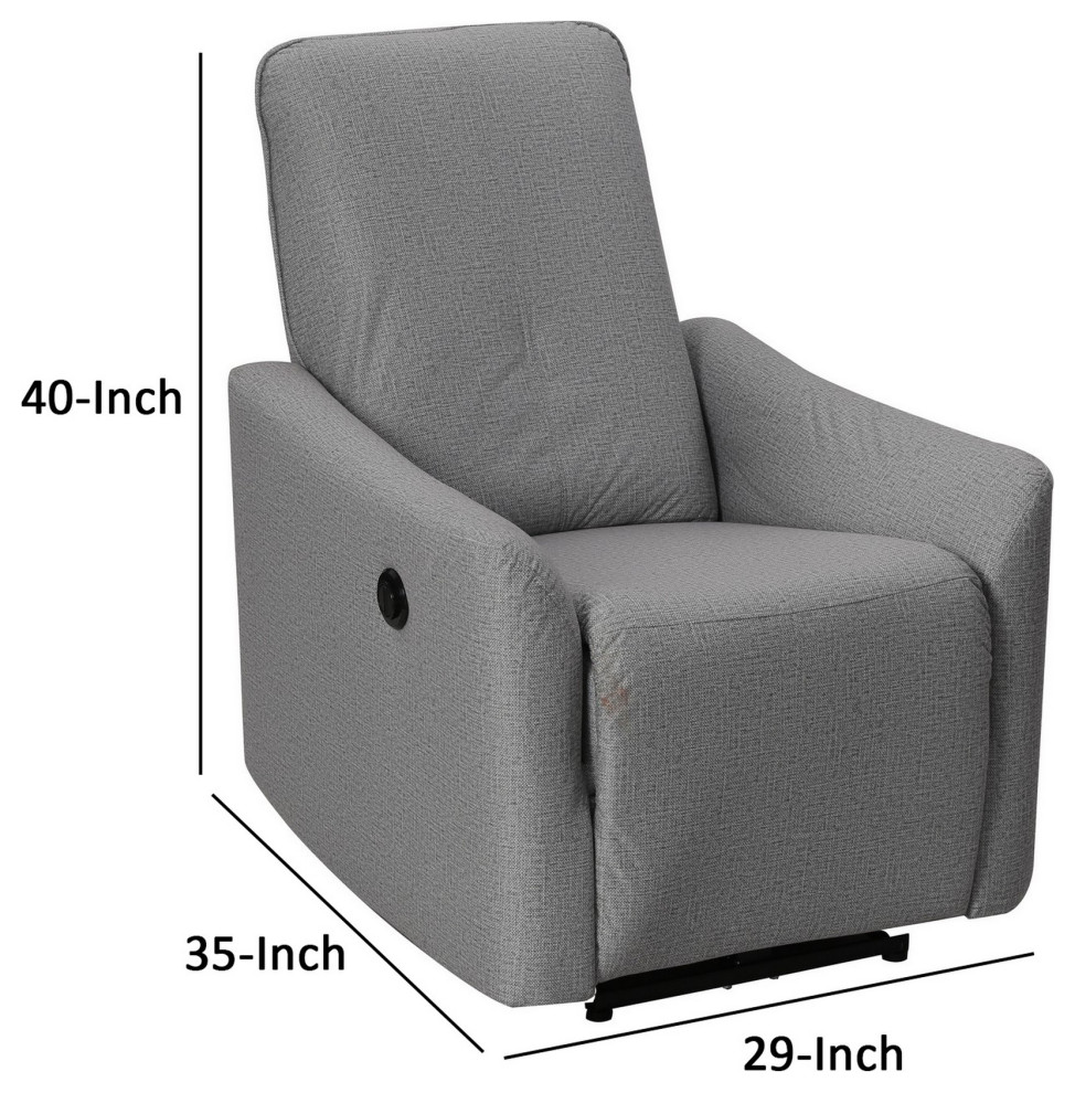 Benzara BM286360 Modern Recliner Chair  Touch Control Button  Gray Fabric   Transitional   Recliner Chairs   by Uber Bazaar  Houzz