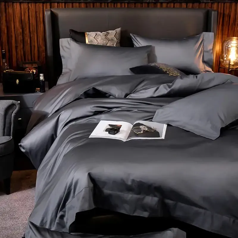 Deep Grey Silky Soft Egyptian Cotton Bedding Set