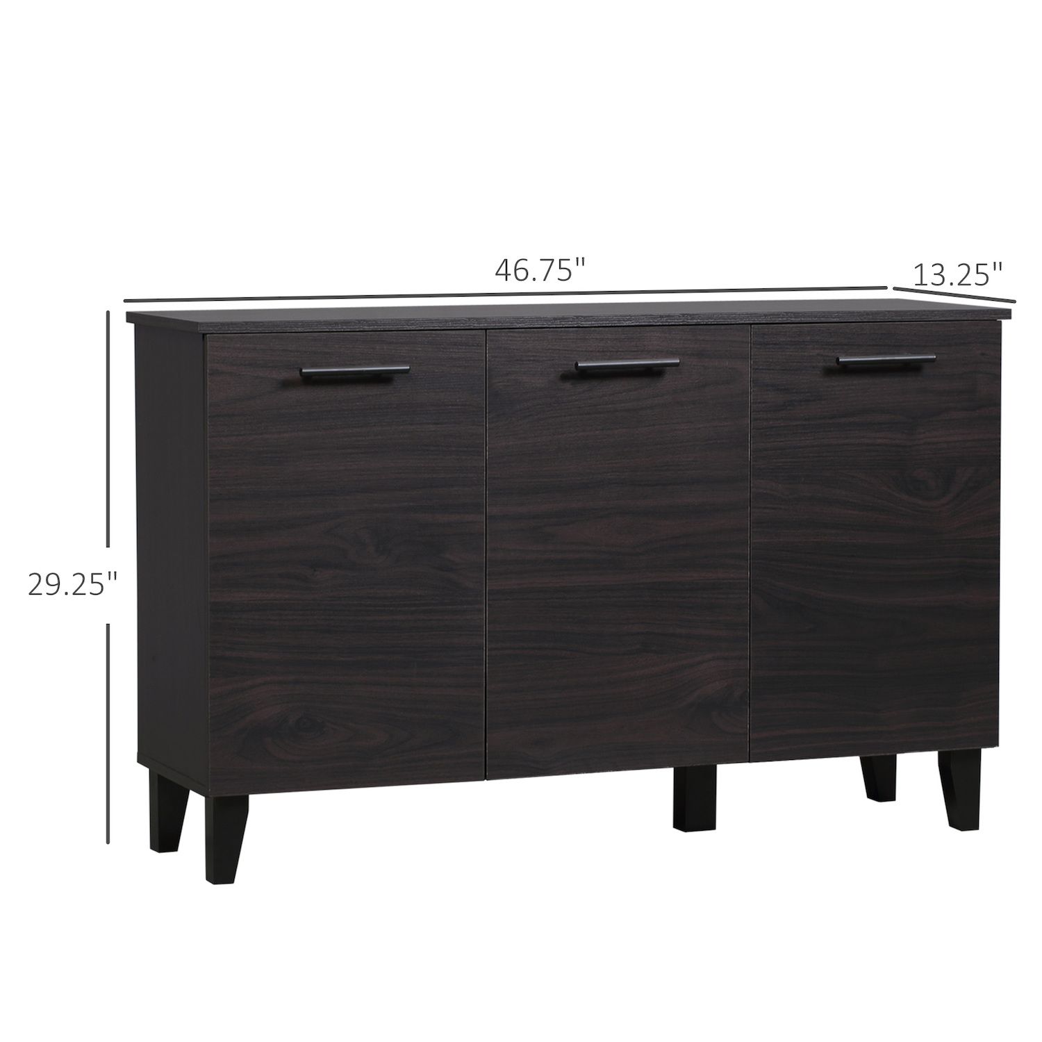 HOMCOM Kitchen Sideboard， Buffet Cabinet with Adjustable Shelf， Coffee Bar for Living Room， Dining Room， Dark Walnut