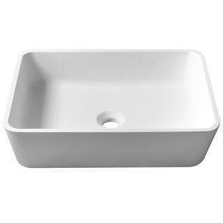 KRAUS Natura Rectangle Solid Surface Vessel Sink in White KSV-2MW