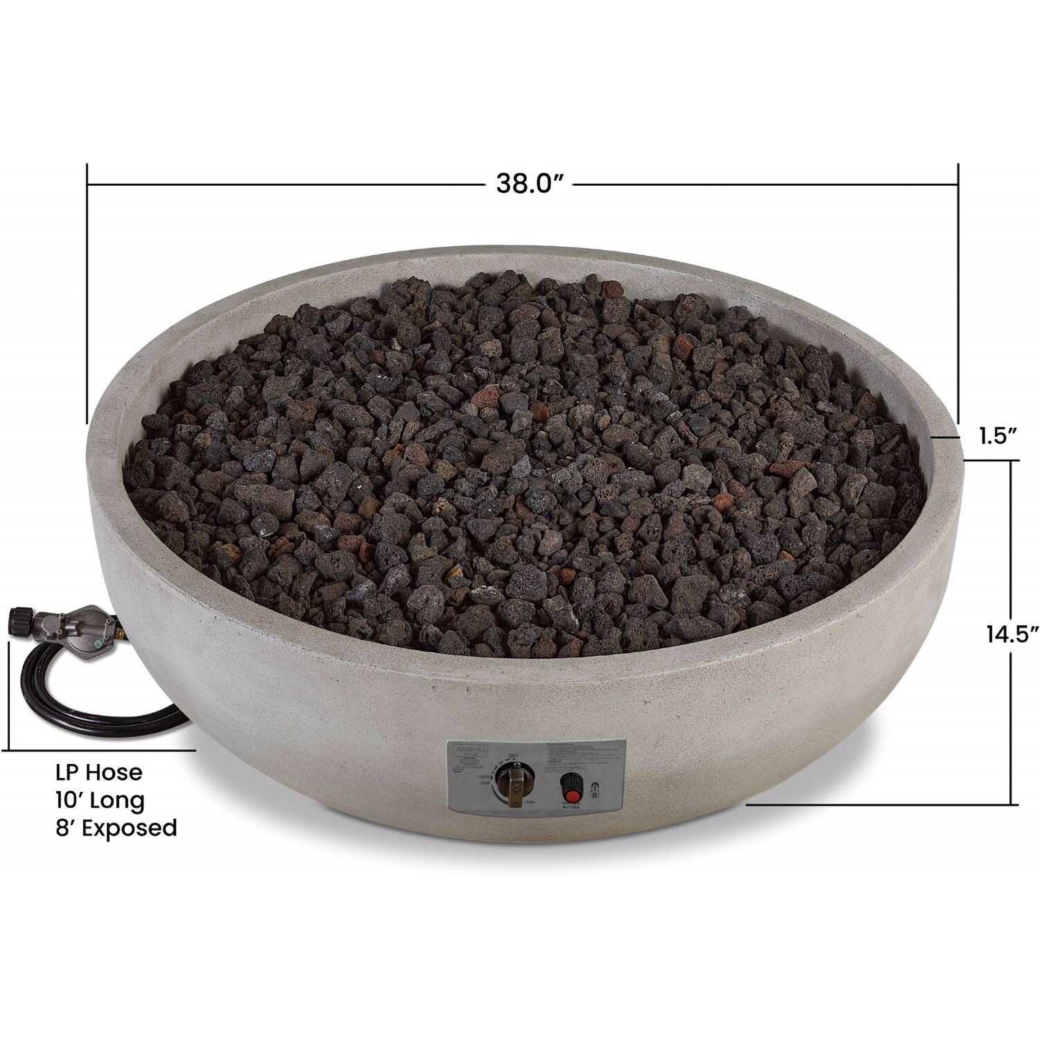 Signature Grand Lake 38 Inch Propane Fire Bowl in Fog