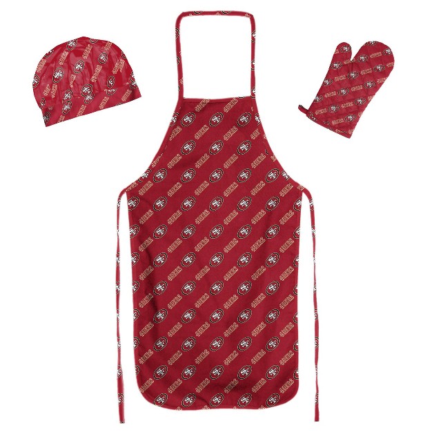 Nfl San Francisco 49ers Apron Mitt Hat Grill Tool Set 3pc