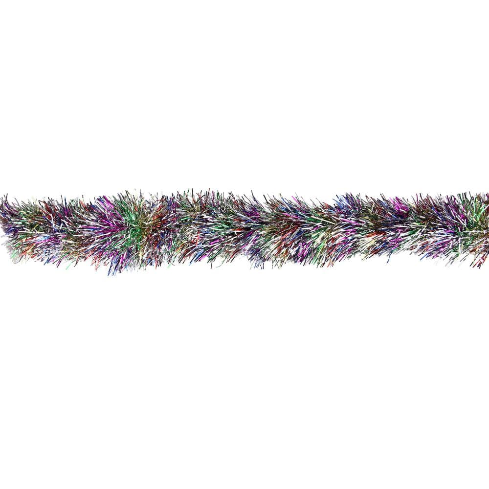 50 ft. 8 Ply Unlit Festive Shiny Rainbow Colored Christmas Foil Tinsel Garland 32274100