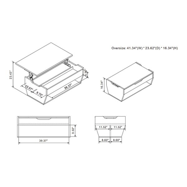DH BASIC Rustic Lift-top Multi-storage 41-inch Coffee Table by Denhour