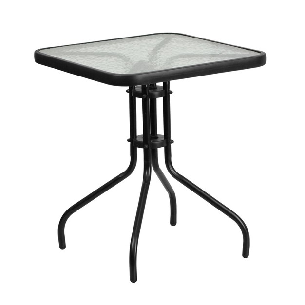 Square Tempered Glass Metal Table