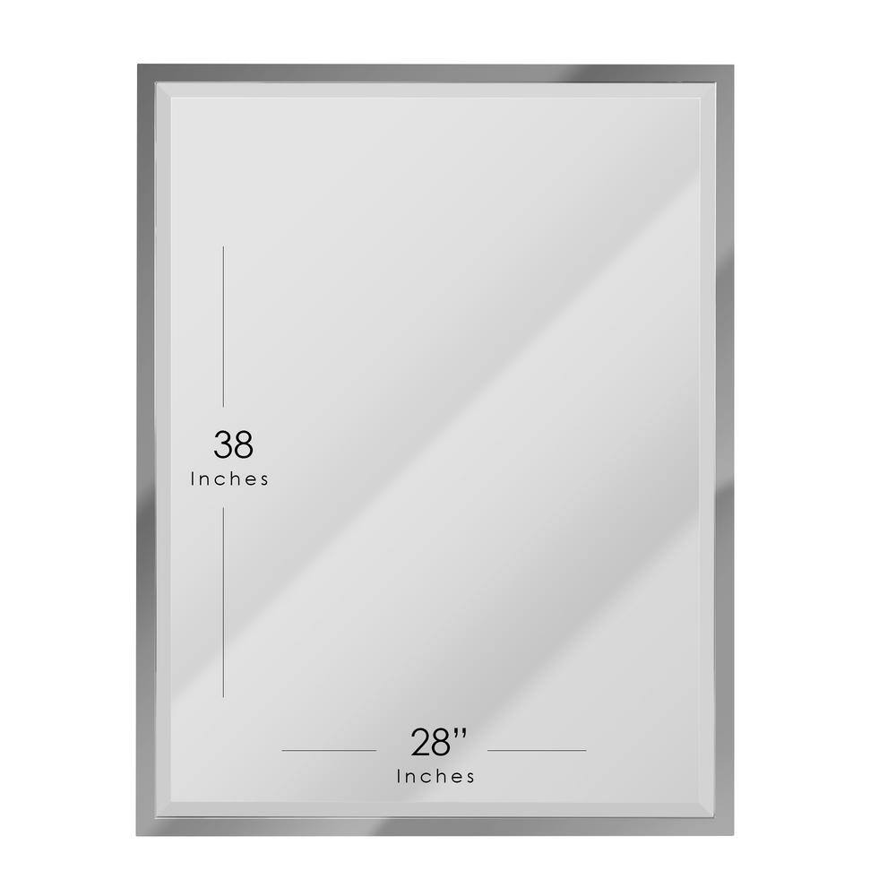 Deco Mirror 30 in. W x 40 in. H Framed Rectangular Beveled Edge Bathroom Vanity Mirror in Chrome 8023