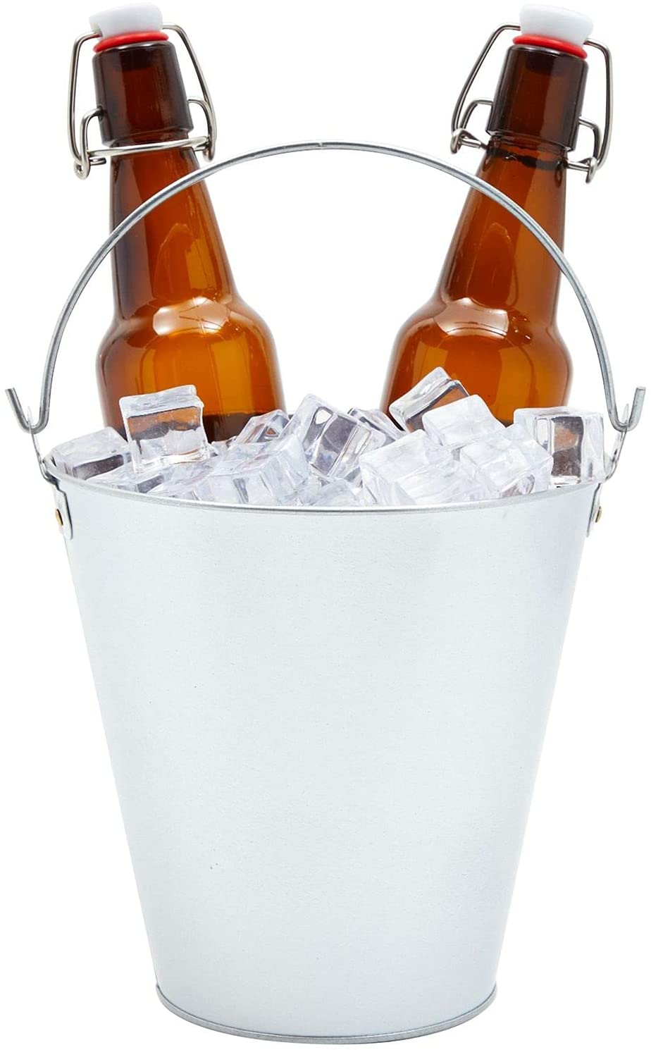 Juvale Galvanized Metal Ice Bucket Pails， 7 Inch， 6 Pack， Silver