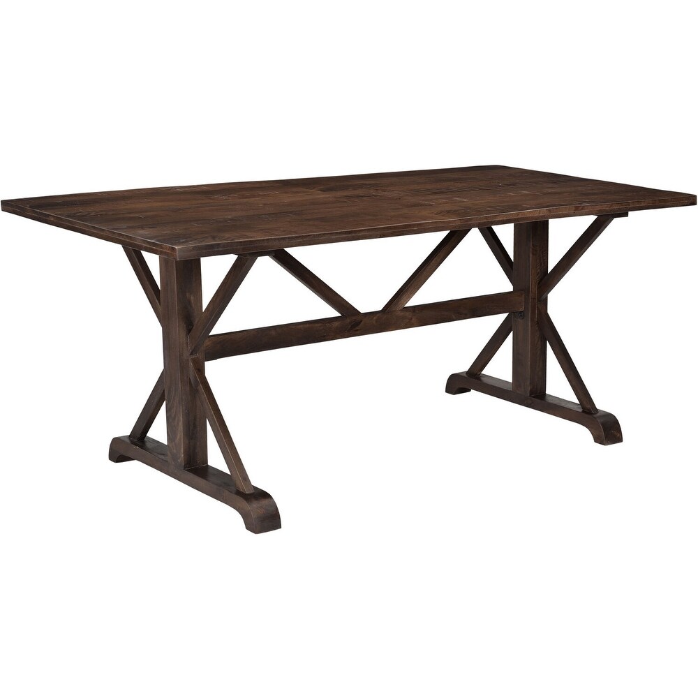 Hanover Annecy Rectangular Mango Wood Dining Table with Trestle Base  76 In. W x 36 In. D x 30 In. H