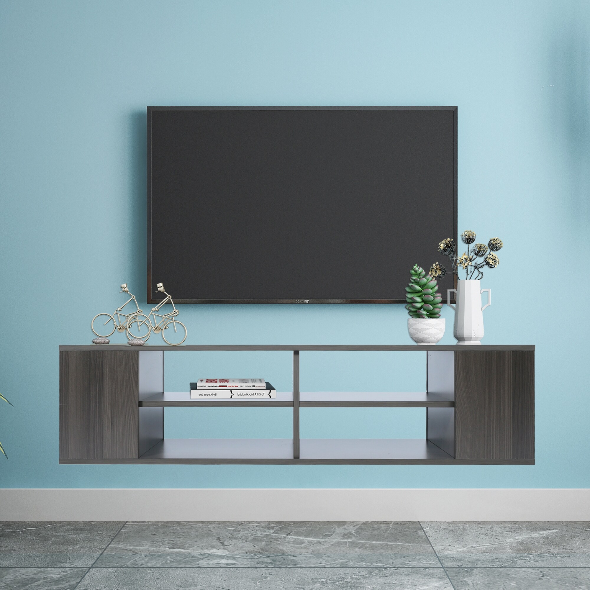 Floating TV Stand Component Shelf with Height Adjustable