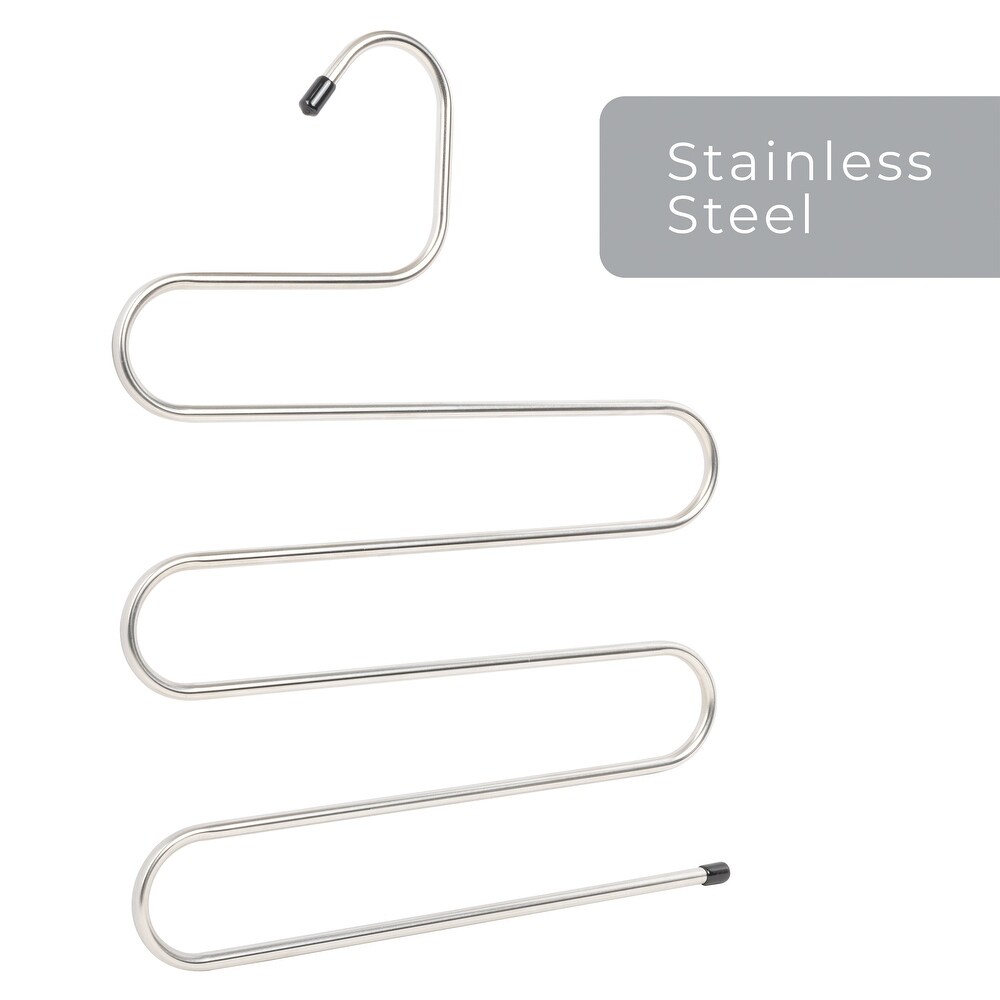 Smart Design Stainless Steel Pant Hangers   Set of 4   Silver